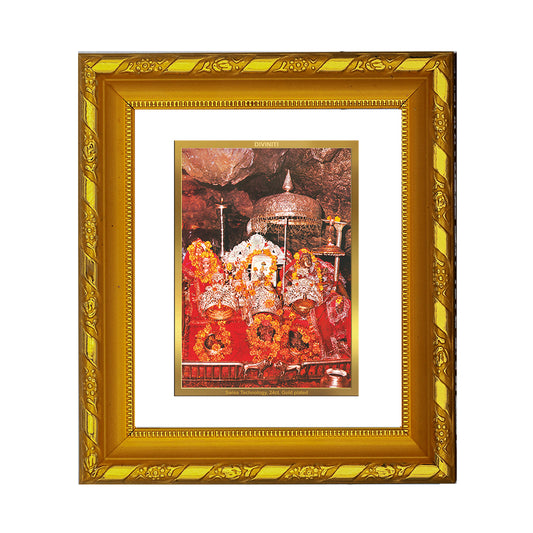 DIVINITI 24K Gold Plated Foil Mata Ka Darbar Photo Frame for Home Wall Decor, Puja Room DG 103 Size 1 (15.3x14.9 CM)