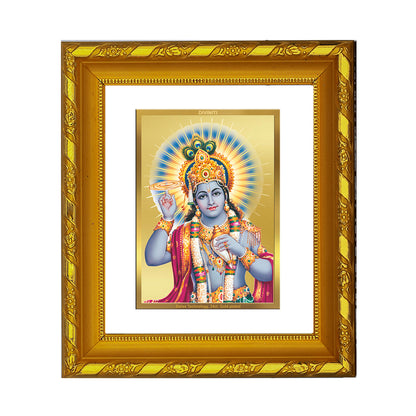 DIVINITI 24K Gold Plated Foil Vishnu Ji Photo Frame for Home Wall Decor, Luxury Gift, Puja DG 103 Size 1 (15.3x14.9 CM)