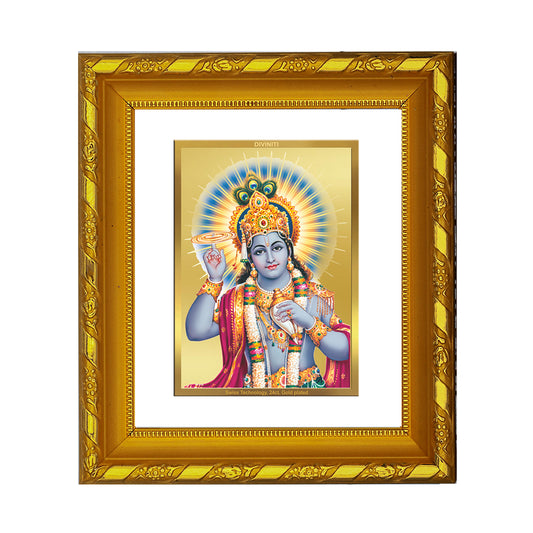 DIVINITI 24K Gold Plated Foil Vishnu Ji Photo Frame for Home Wall Decor, Luxury Gift, Puja DG 103 Size 1 (15.3x14.9 CM)