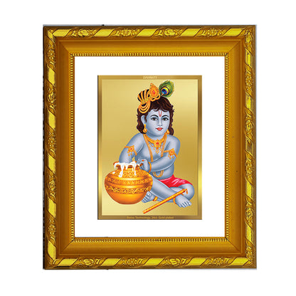 DIVINITI 24K Gold Plated Foil Bal Gopal Photo Frame for Home Decor Showpiece, Wall Decor DG 103 Size 1 (15.3x14.9 CM)