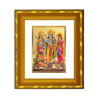 DIVINITI 24K Gold Plated Foil Ram Darbar Photo Frame for Home Wall Decor, Festival Puja DG 103 Size 1 (15.3x14.9 CM)