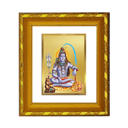 DIVINITI 24K Gold Plated Foil Lord Shiva Wall Photo Frame for Home Décor, Puja, Housewarming DG 103 Size 1 (15.3x14.9 CM)