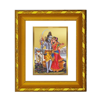 DIVINITI 24K Gold Plated Shiva Parvati Photo Frame For Home Decor, TableTop, Gift, Puja (15.0 X 13.0 CM)