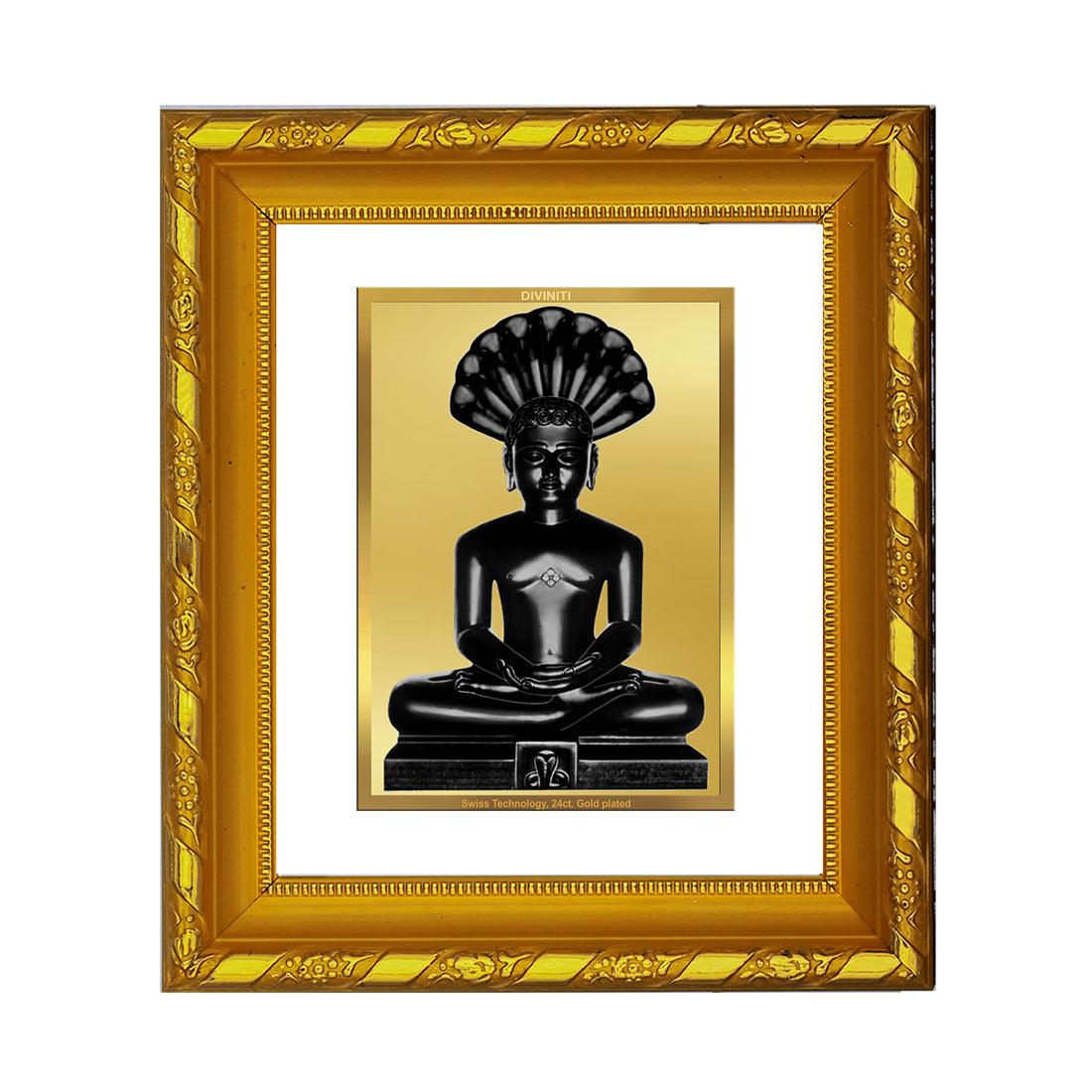 DIVINITI 24K Gold Plated Foil Parshvanatha Religious Photo Frame for Home Wall Decor, Prayer DG 103 Size 1 (15.3x14.9 CM)