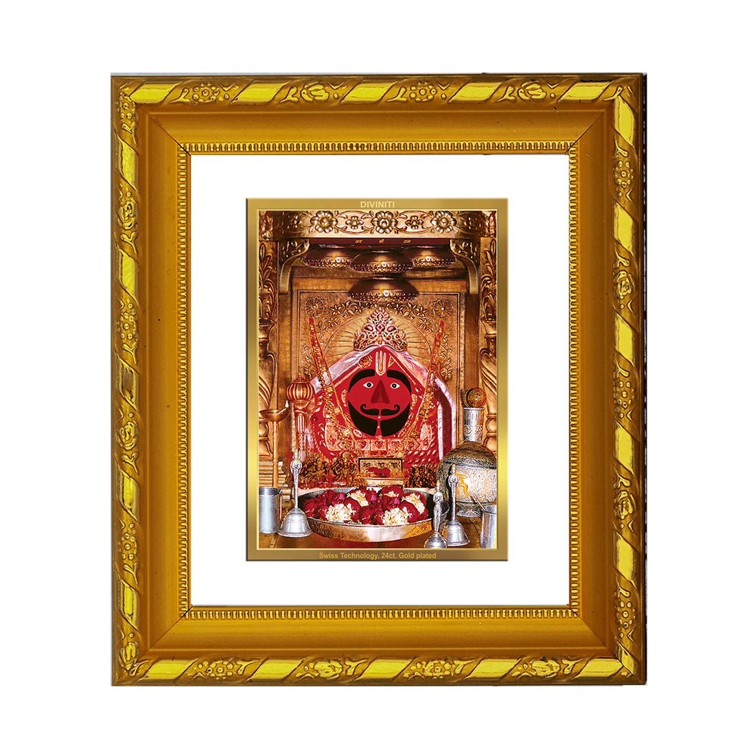 DIVINITI 24K Gold Plated Foil Salasar Balaji Photo Frame for Home Decor, Worship, Festive Gift DG 103 Size 1 (15.3x14.9 CM)