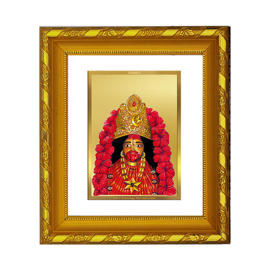 DIVINITI 24K Gold Plated Foil Maa Tara Photo Frame for Home Decor Showpiece, TableTop DG 103 Size 1 (15.3x14.9 CM)