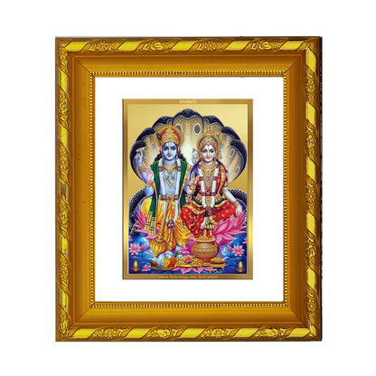 DIVINITI 24K Gold Plated Vishnu Lakshmi Photo Frame For Home Decor, Festival Gift, Puja (15.0 X 13.0 CM)