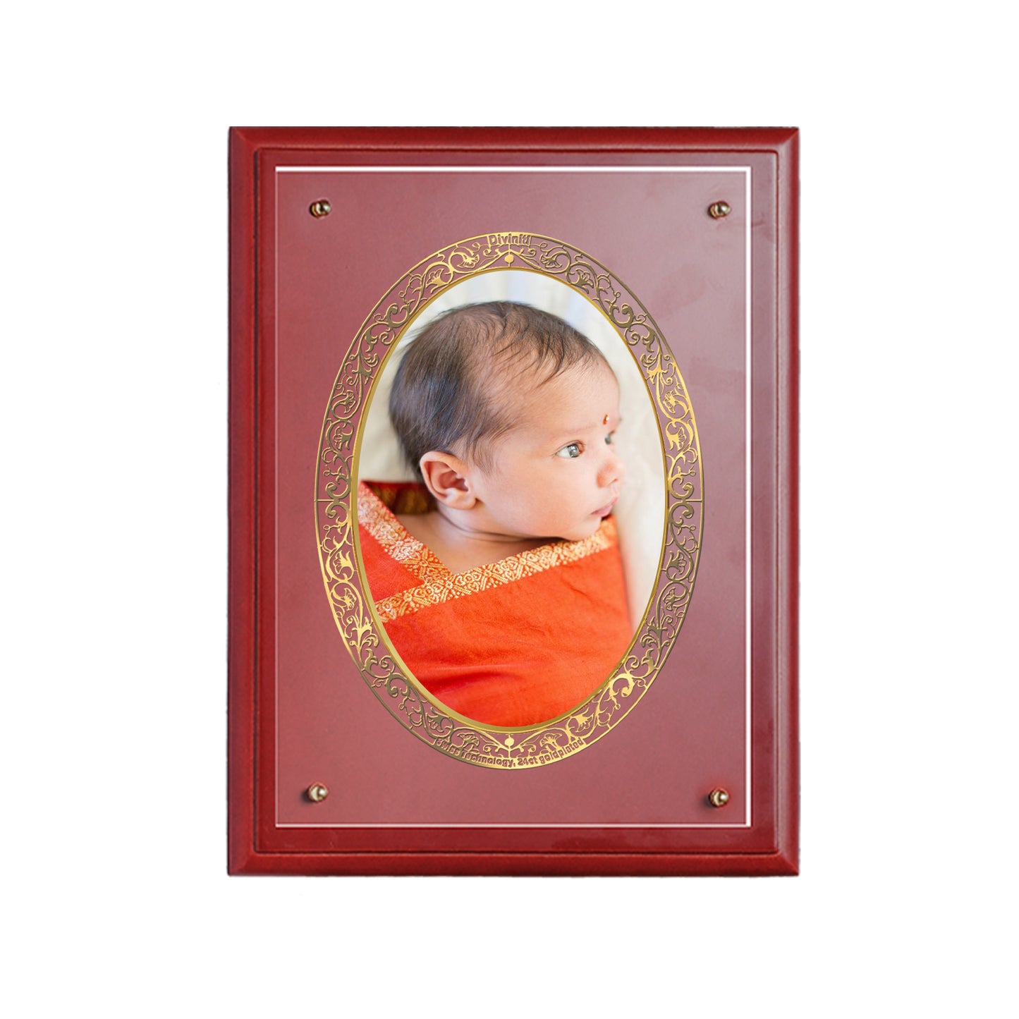 Diviniti 24K Gold Plated Foil Customized Wooden Photo Frame for Home & Office Decor, Puja Room, Wall Hanging, Tabletop, Workshop, Gift MDFS3 (30.2x22.7)