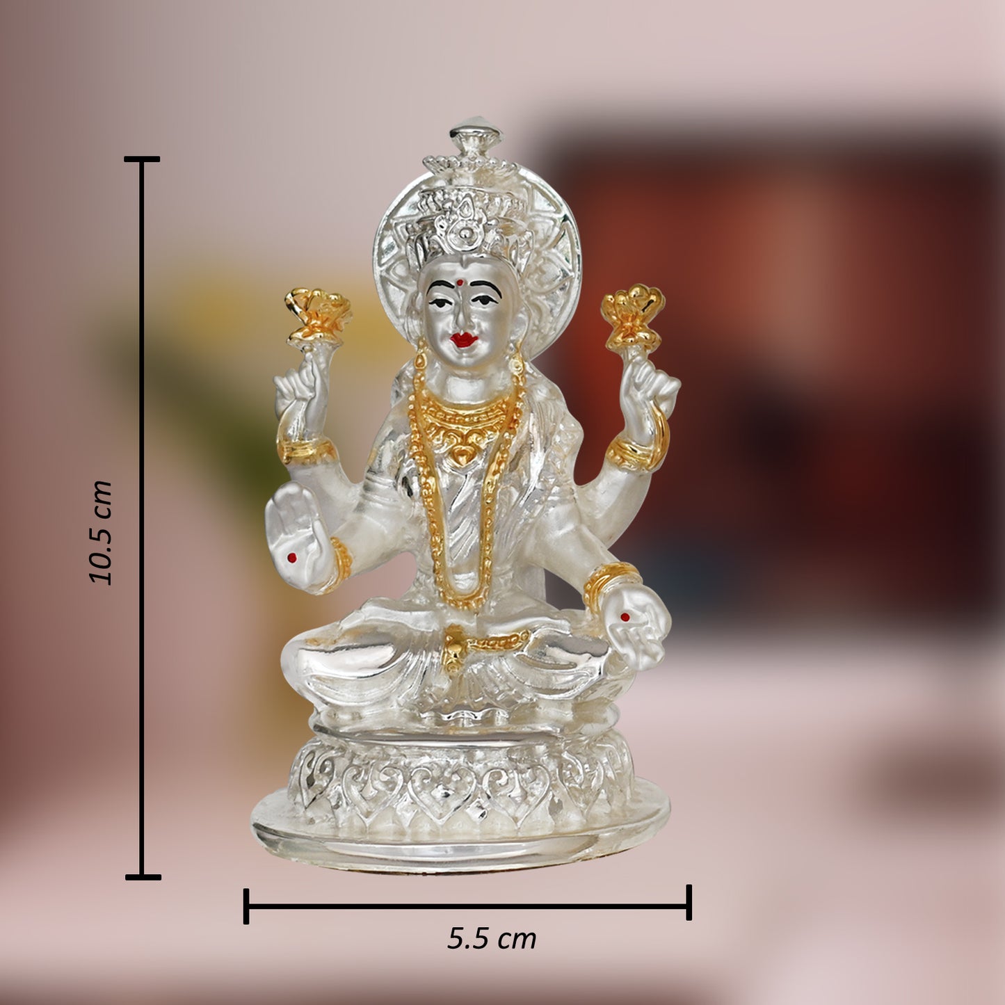 DIVINITI 999 Silver Plated Goddess Lakshmi Idol For Home Decor, Table Decor, Puja Room, Luxury Gift (10.5x5.5 CM)