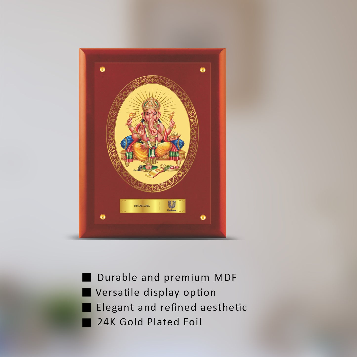 24K Gold Plated Ganesha Customized Photo Frame For Corporate Gifting