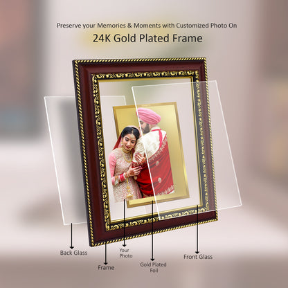 Diviniti 24K Gold Plated Customized Printed Photo Frame With Personalized Gift for Birthday, Marriage Anniversary & Celebration and Loved Ones DG105S3 (27.6X35.4 CM)