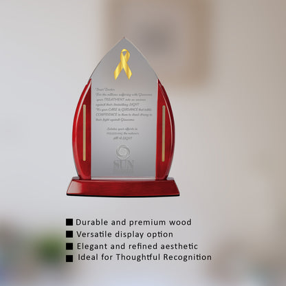 Customized MDF Trophy with Matter Printed On 24K Gold Plated Foil For Corporate Gifting