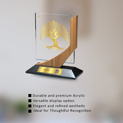 Customized MDF Base Acrylic Trophy with 24K Gold Plated Foil For Corporate Gifting