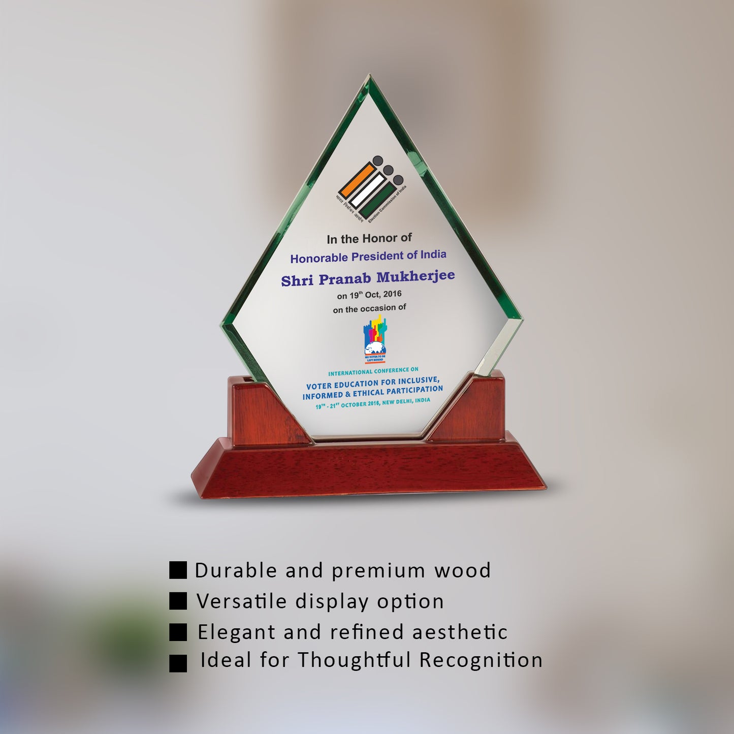 Customized MDF Trophy with Matter Printed For Corporate Gifting