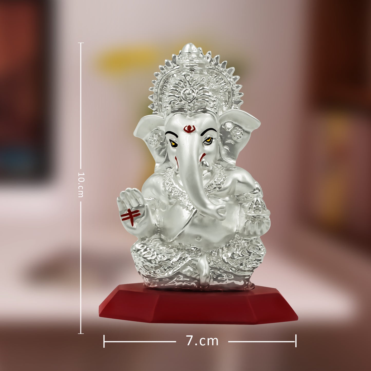 Diviniti 999 Silver Plated Lord Ganesha Statue Idol For Workshop, Office Desk, Home Decor Showpiece, Luxury Gift(10x7 CM)