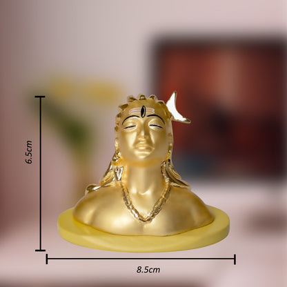 DIVINITI 24K Gold Plated Lord Adiyogi Idol Exquisite Divine Statue For Home Decor, Office Table Top, Car Dashboard, Pooja Room, Luxury Gift (6.5x8.5 CM)