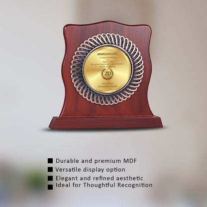 Customized MDF Memento With Matter Printed on 24K Gold Plated Foil For Corporate Gifting