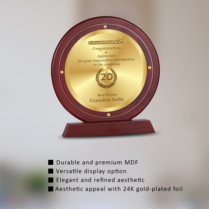 Customized MDF Memento With Matter Printed on 24K Gold Plated Foil For Corporate Gifting