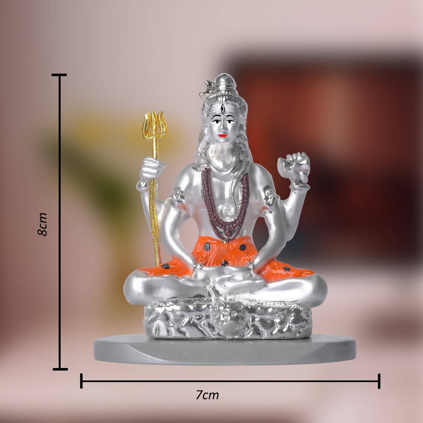 DIVINITI 999 Silver Plated Lord Shiva Statue Spiritual Power, Peace Idol For Car Dashboard, Home Decor, Table Decor, Puja Room, Luxury Gift (8x7 CM)