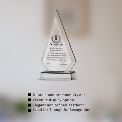 Customized Crystal Trophy with Matter Printed For Corporate Gifting