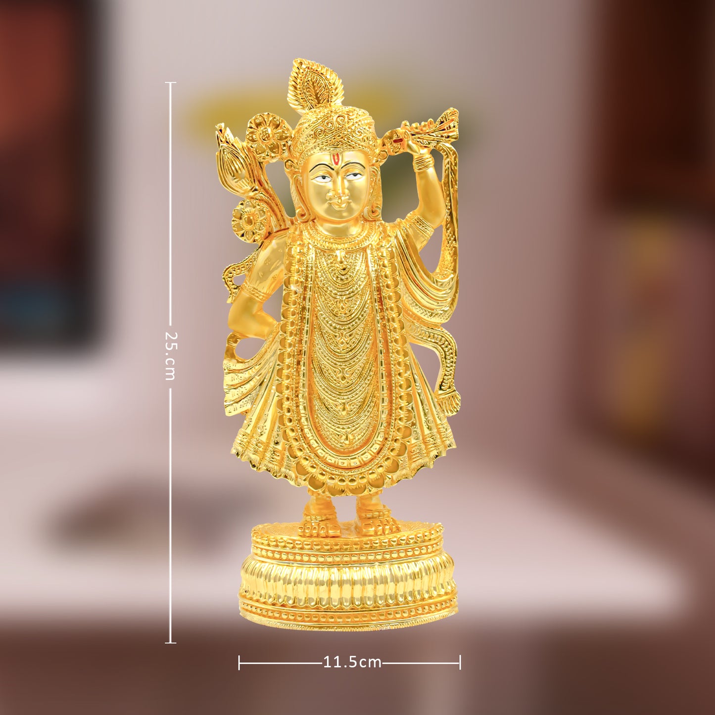 DIVINITI 24K Gold Plated Shrinath Ji Statue For Divine Love and Grace, Positive Energy, Idol For Home, Office, Worship, Luxury Gift (25x11.5 CM)