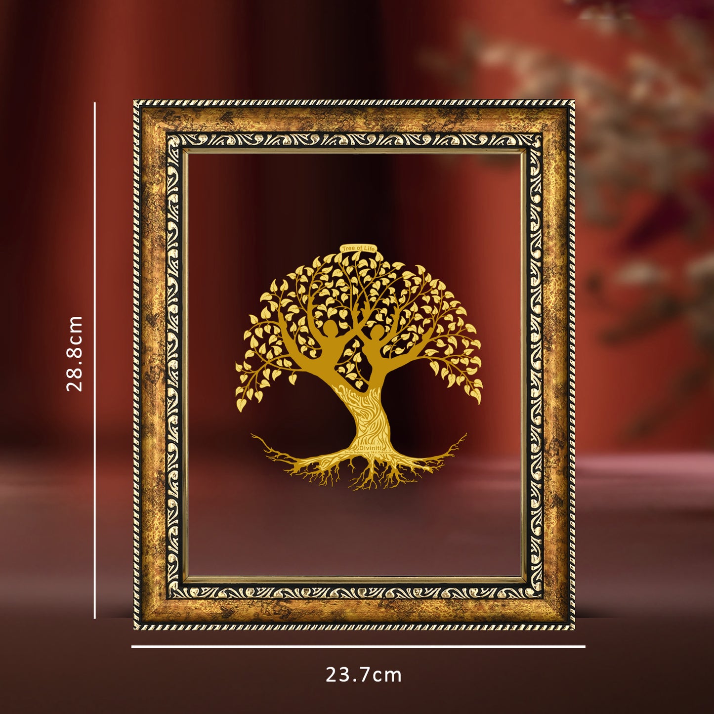 Diviniti 24K Gold Plated Tree of Life Photo Frame For Home Decor & Wall Hanging (28 CM X 23 CM)