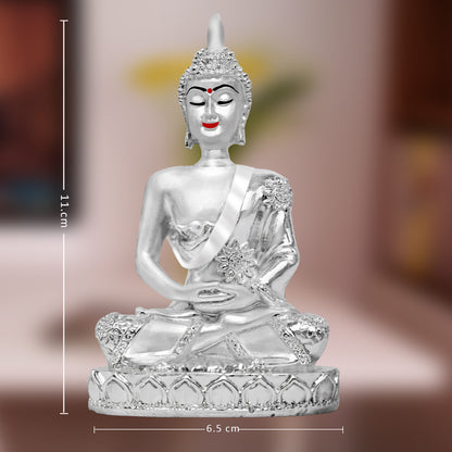 Diviniti 999 Silver Plated Buddha Idol for Home Decor Showpiece (11 X 6.5 CM)