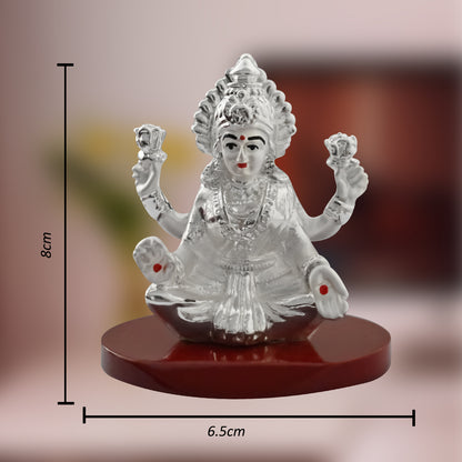 DIVINITI 999 Silver Plated Goddess Lakshmi Statue Idol For Home & Office Decor , Workshop, Puja Room, Luxury Gift (8x6.5 CM)