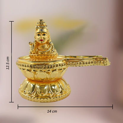 DIVINITI 24K Gold Plated Shiva Lingam Idol | Exquisite Divine Statue for Home Decor, Office Table Top, Pooja Room & Gift (12.5x14CM)