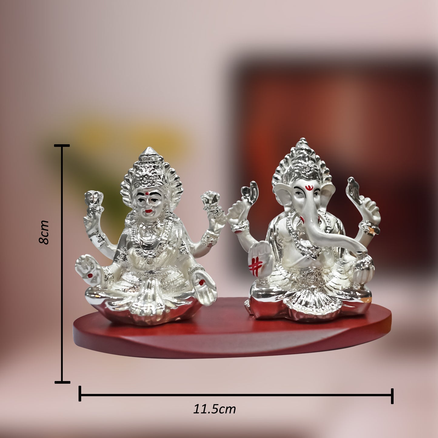 DIVINITI 999 Silver Plated Goddess Lakshmi and Lord Ganesha Statue Idol For Home & Office Decor, Car Dashboard, Puja Room, Gift (8x11.5 CM)