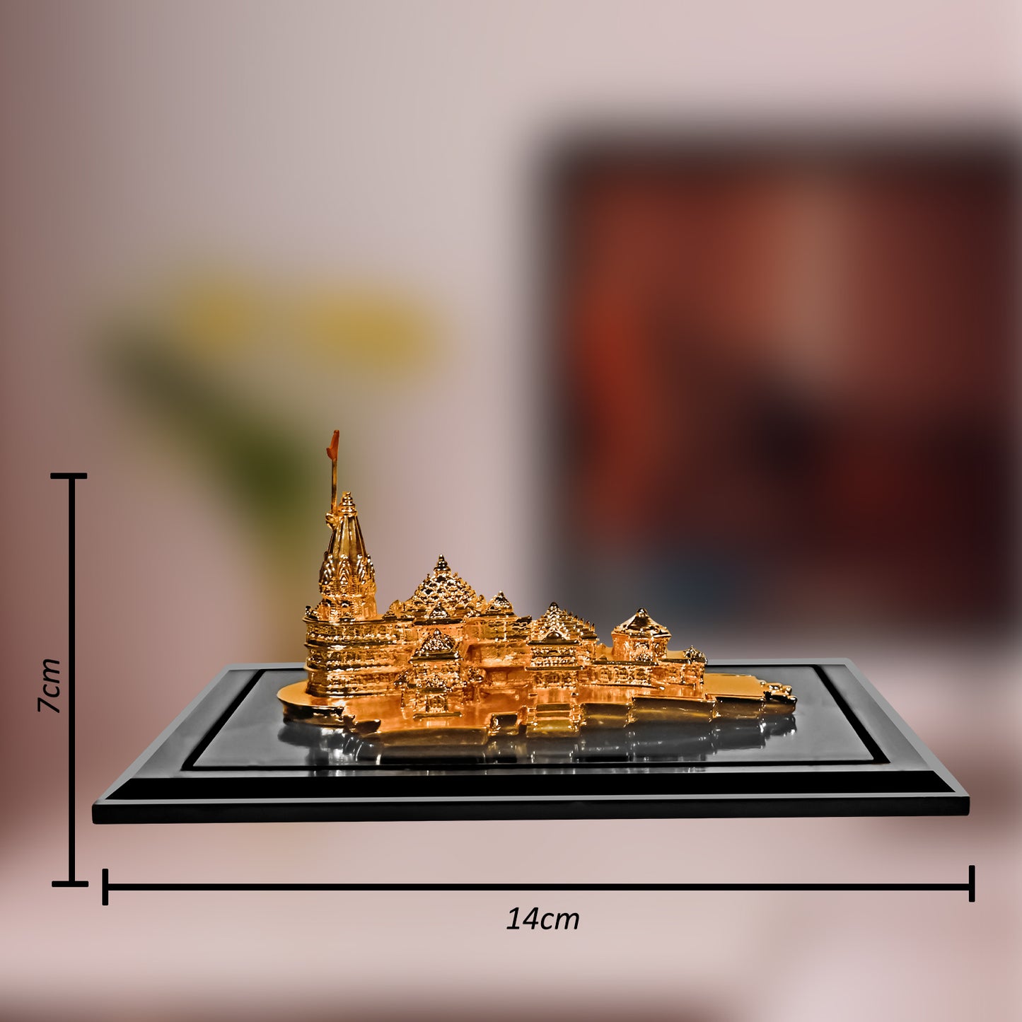 DIVINITI 24K Gold Plated Lord Ram Mandir Idol | Exquisite Divine Statue for Home Decor, Office Table Top, Pooja Room & Gift (7x14CM)