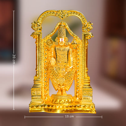 DIVINITI 24K Gold Plated Lord Tirupati Balaji Statue Blessings, Prosperity and Spiritual Idol For Home & Office Decor, Workshop, Mandir, Gift (20x13 CM)