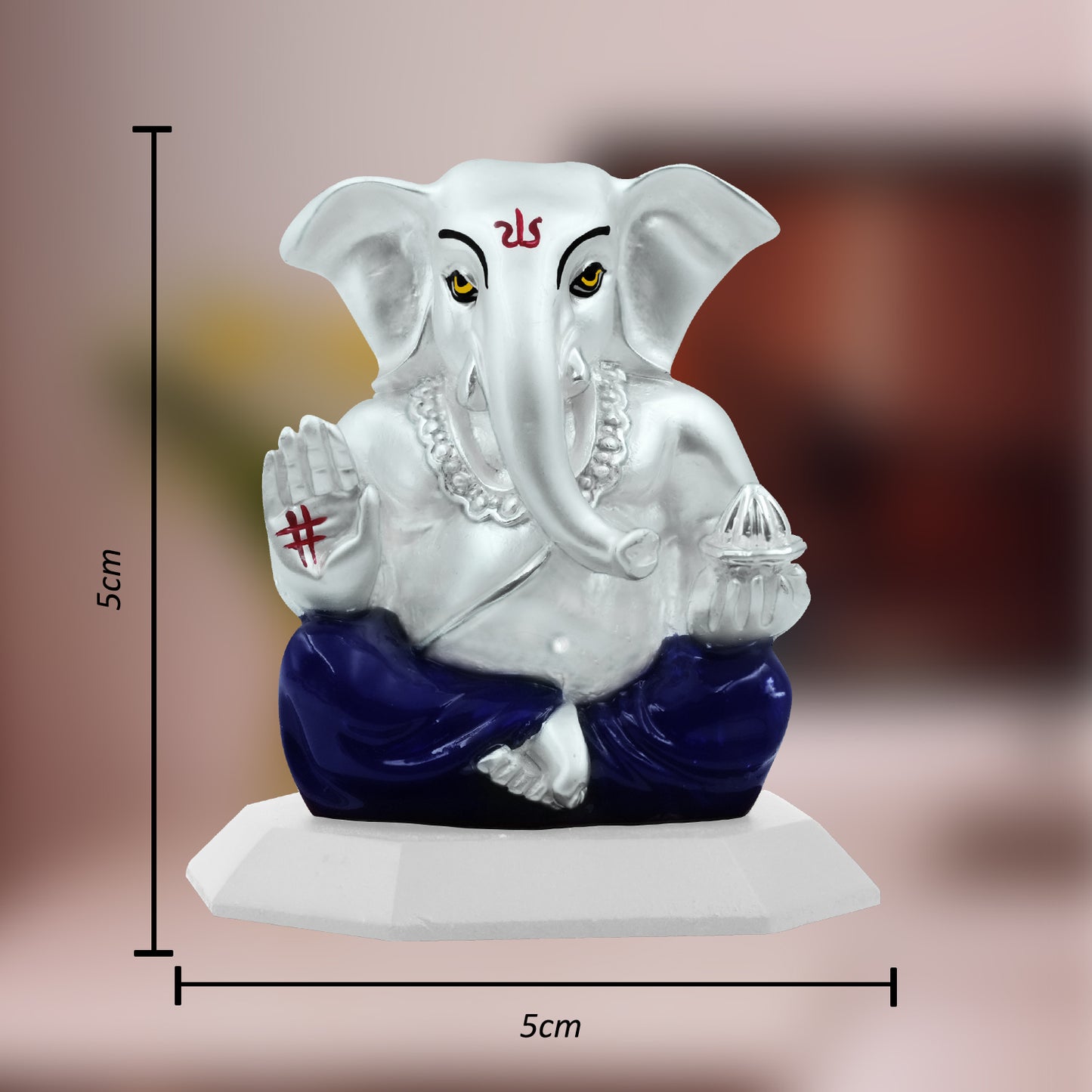 Diviniti 999 Silver Plated Lord Ganesha Idol for Home Decor Showpiece, Puja Room (5X5CM)