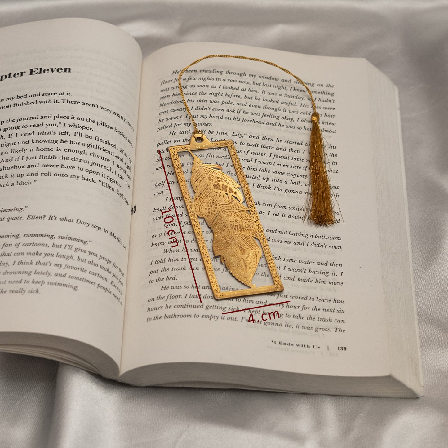 Diviniti 24K Gold Plated Bookmark with String | Design - Feather | Size -10cm x 4cm|Luxury Gifting