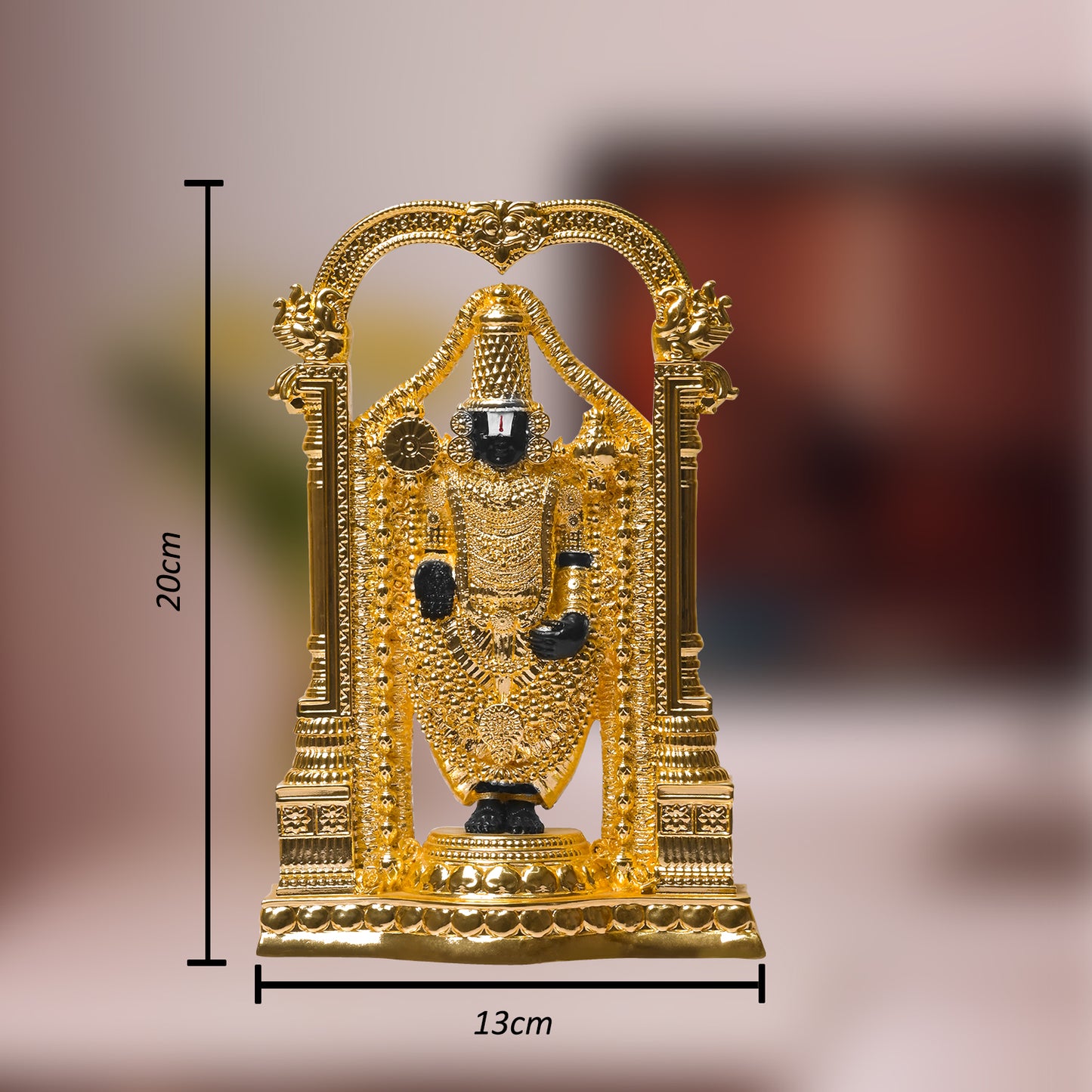 Diviniti Tirupati Balaji Idol for Home Decor| 24K Gold Plated Sculpture of Tirupati Balaji for Home, Office, Temple and Table Decoration| Religious Idol For Pooja, Gift 20X13CM)