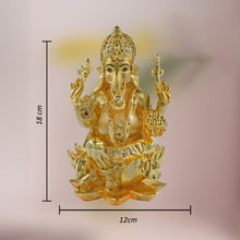 Load image into Gallery viewer, DIVINITI 24K Gold Plated Lord Ganesha Idol | Exquisite Divine Statue for Home Decor, Office, Pooja Room &amp; Gift (18x12 CM)
