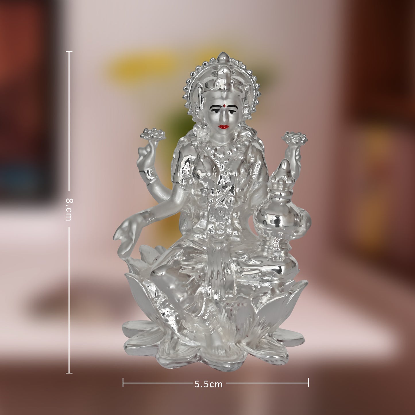 Diviniti 999 Silver Plated Lakshmi Mata Idol for Home Decor, Table Top, Puja Room, Gift (8X5.5CM)