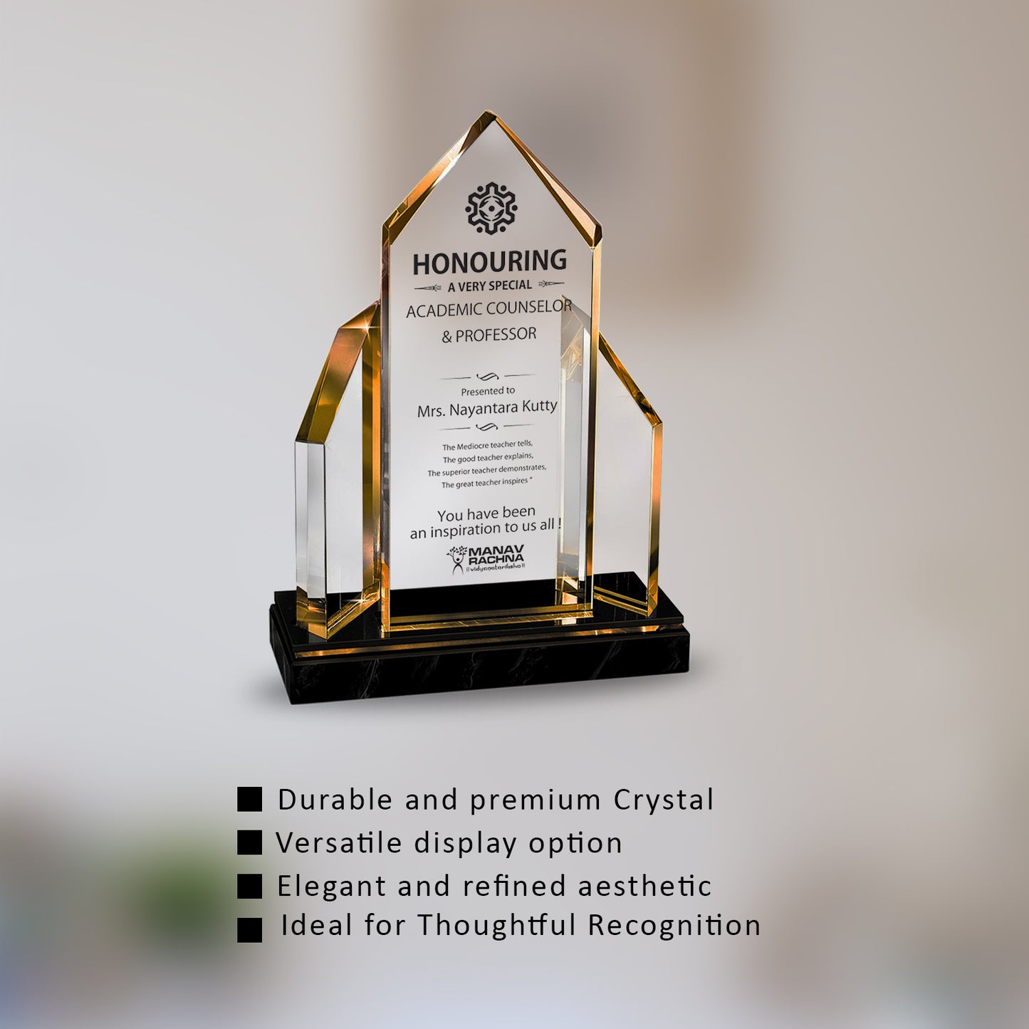 Customized Crystal Trophy with Matter Printed For Corporate Gifting