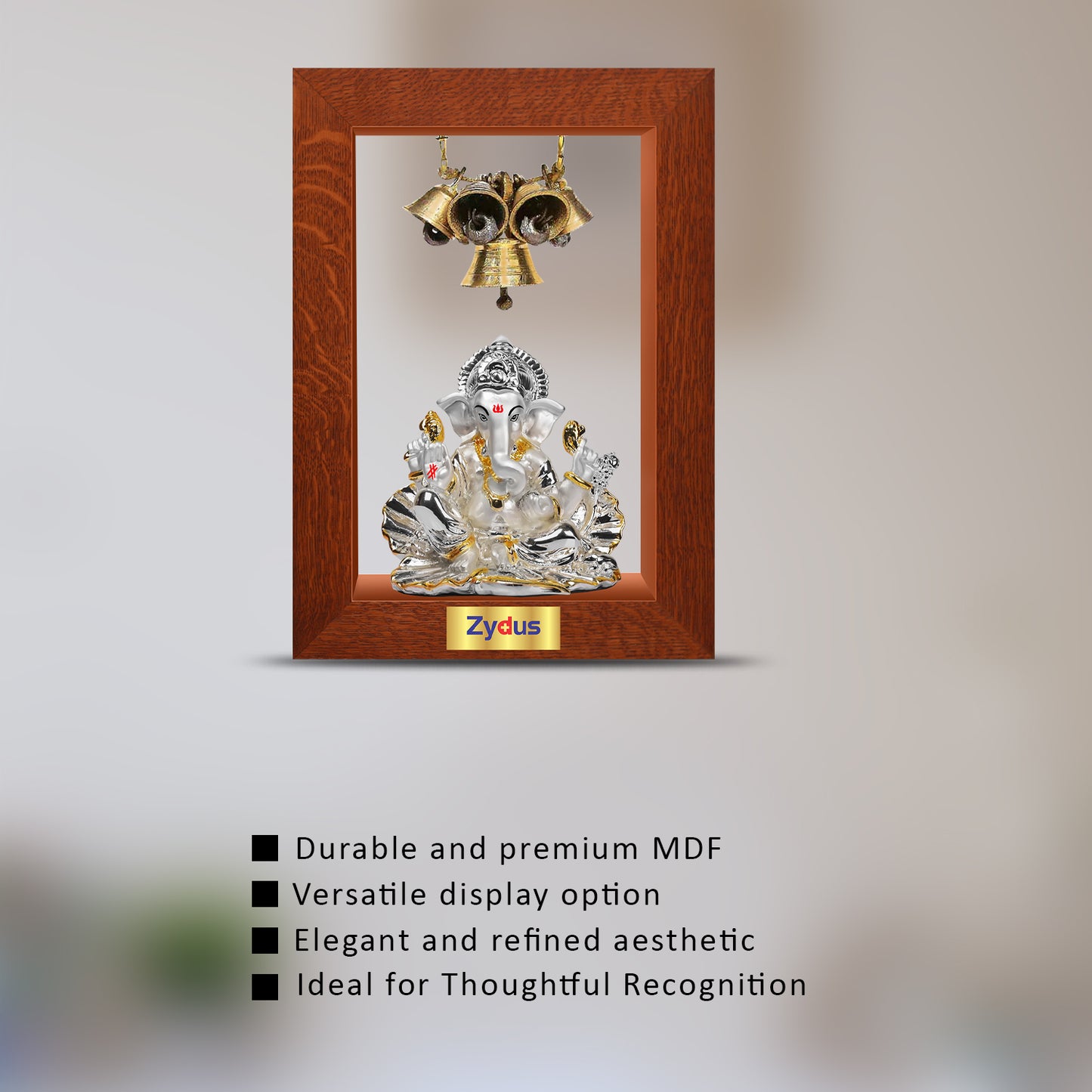 Customized 3D Memento with 999 Silver Plated Ganesha Idol For Corporate Gifting