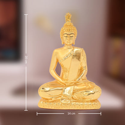 DIVINITI 24K Gold Plated Lord Buddha Idol Statue Elegant Spiritual Meditation Peace for Home & Office Décor Gift (20x14 CM)