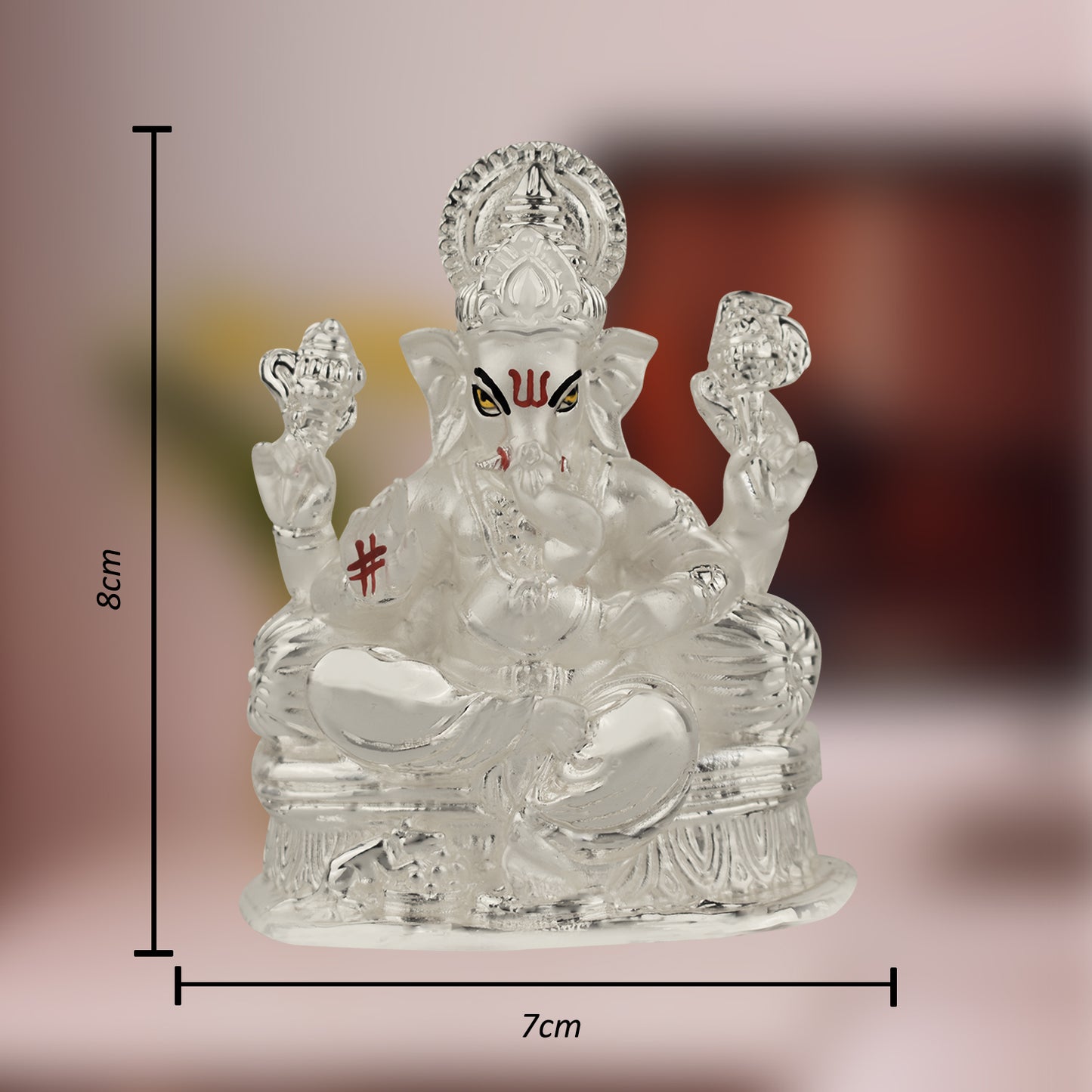 DIVINITI Exquisite 999 Silver Plated Lord Ganesha Statue For Devotional Worship, Blessings of Success and Happiness Idol For Showpiece (8x7 CM)