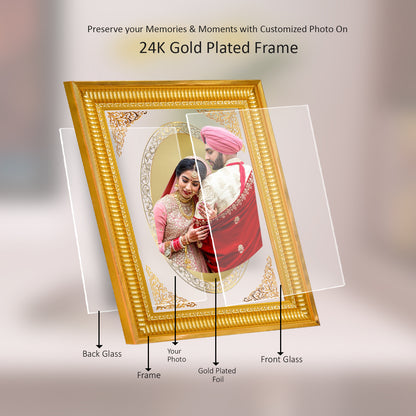 Diviniti 24K Gold Plated Customized Photo Frame for Personalized Gift for Birthday, Marriage Anniversary & Celebration With Loved Ones DG022S4 (44x36.5 CM)