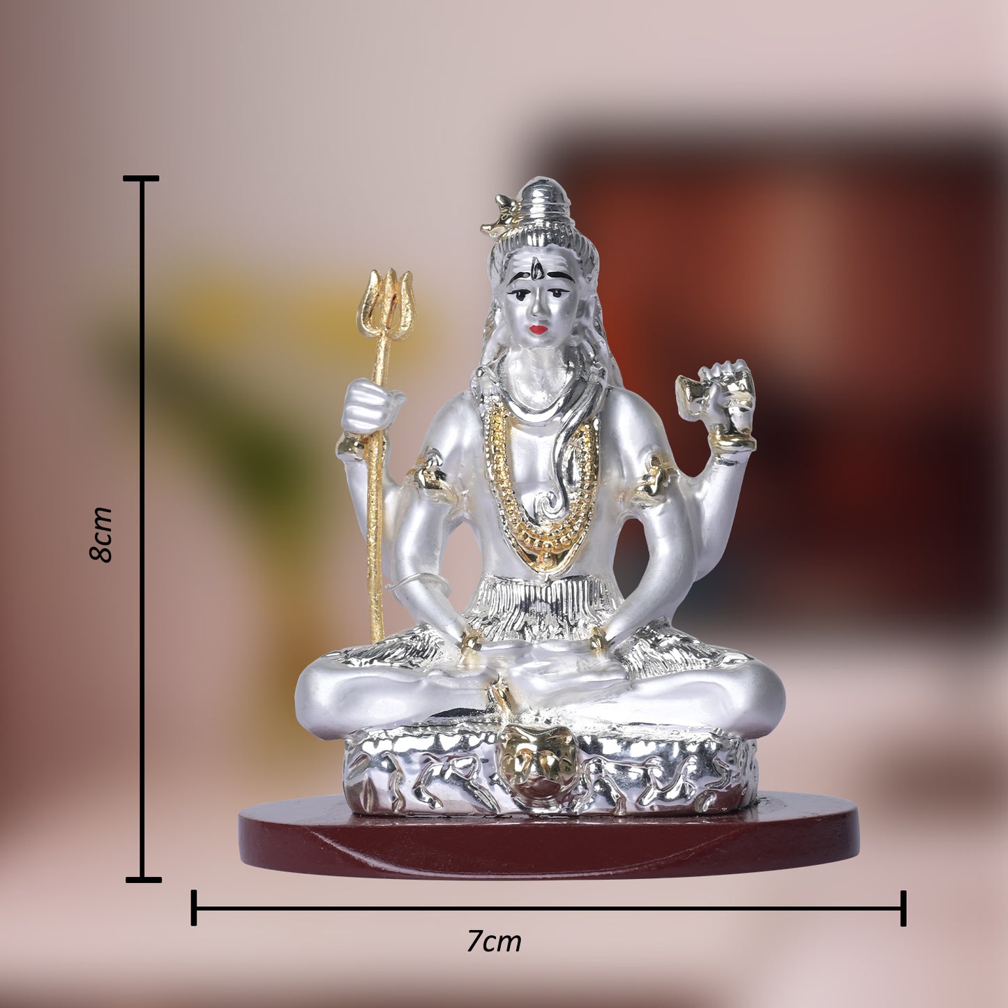 DIVINITI 999 Silver Plated Lord Shiva Statue Idol For Home Decor, Car Dashboard, Table Top, Luxury Gift, Puja Room (8x7 CM)