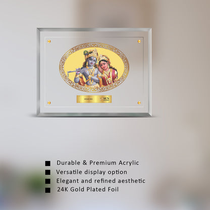 24K Gold Plated Radha Krishna Customized Photo Frame For Corporate Gifting