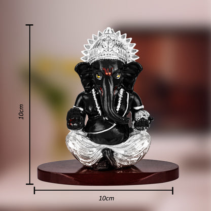 DIVINITI 999 Silver Plated Elephant Face Lord Ganesha Statue Idol For Home & Office Decor, Mandir, Luxury Gift (10x10 CM)