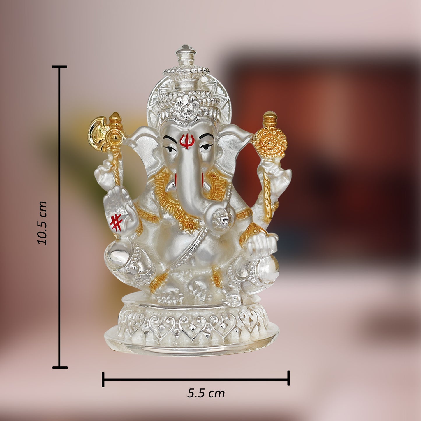 DIVINITI 999 Silver Plated Elephant Face Lord Ganesha Idol For Home Decor, Table Decor, Puja Room, Luxury Gift (10.5x5.5 CM)