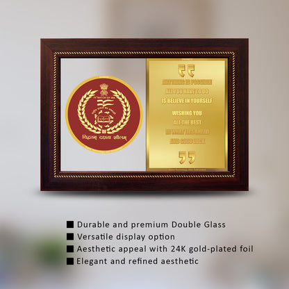 Customized DG Memento With Matter Printed on 24K Gold Plated Foil For Corporate Gifting