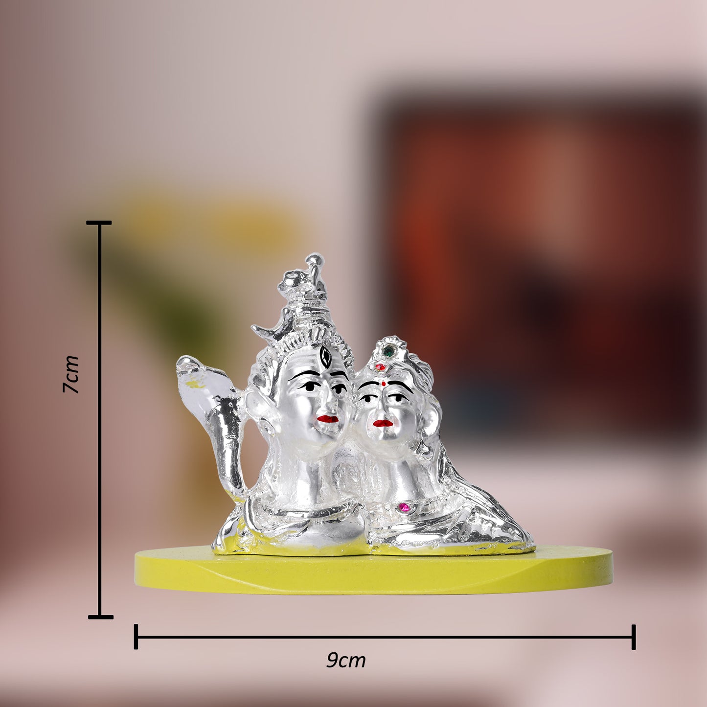 DIVINITI 999 Silver Plated Shiv and Parvati Ji Idol Statue For Car Dashboard, Home Decor, Table Top, Puja Room, Gift(7x9 CM)