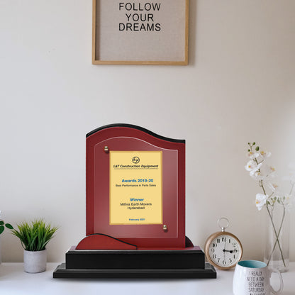 Customized MDF Memento With Matter Printed on 24K Gold Plated Foil For Corporate Gifting