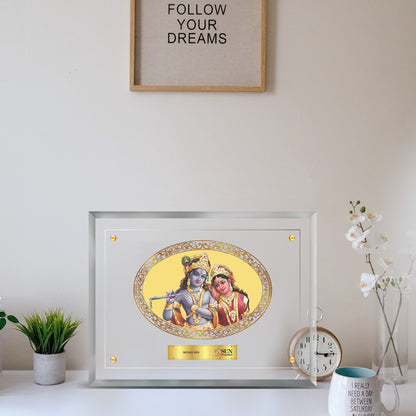 24K Gold Plated Radha Krishna Customized Photo Frame For Corporate Gifting